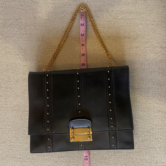 Valentino leather shoulder bag in Dark Blue with Gold Studs. - Picture 7 of 16